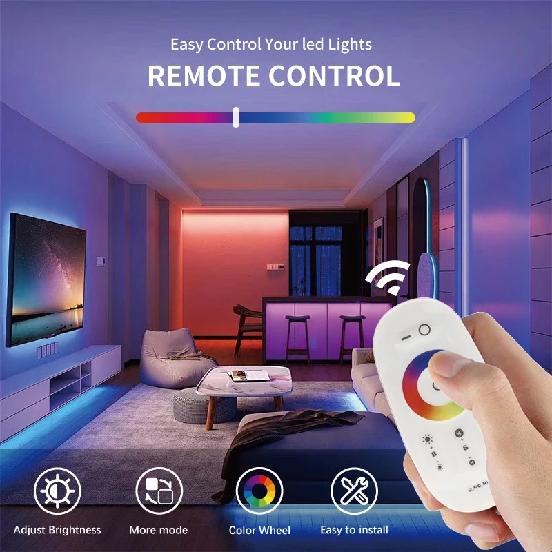 12V 24V 18A 2.4G Wireless LED Light Strip Strip/Bulb/Downlight Controller Dimmer CCT RGB COB Wall Mounted Touch Remote 2835 5050