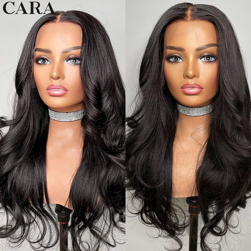 Yaki Straight Full Lace Wig Human Hair Glueless Pre Plucked Light Yaki 13x4 Brazilian Hair Lace Frontal Wigs For Women Black