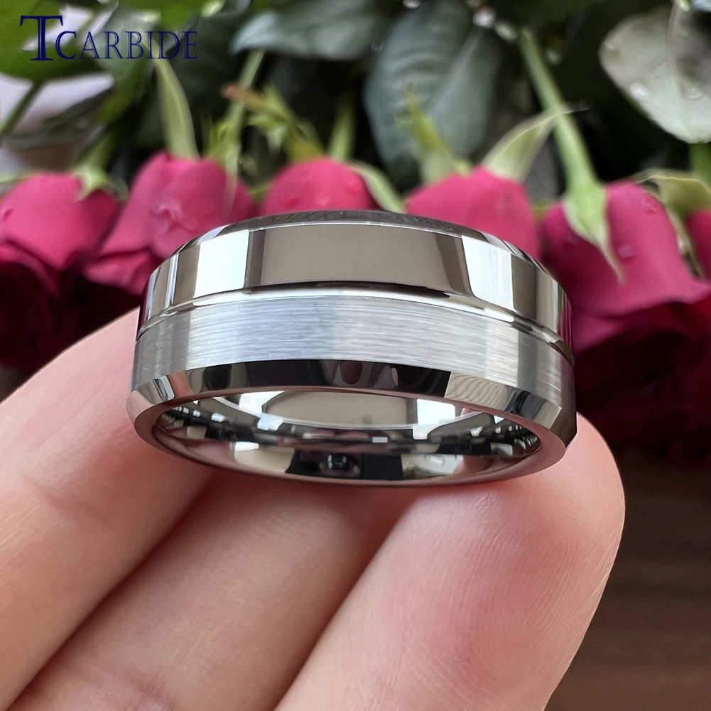 Dropshipping 6mm 8mm Shiny Forever Wedding Band Tungsten Plain Ring Classic Jewelry Groove Brush Polish Finish Free Shipping