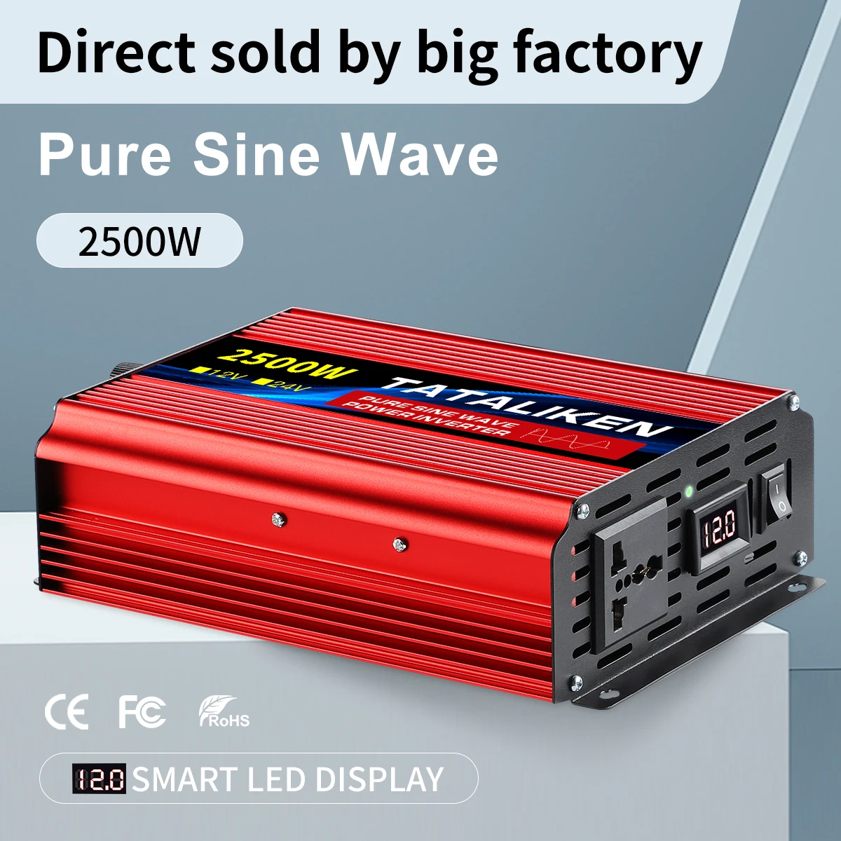 

Converter 12V 220V 60Hz DC To AC Pure sine wave power Voltage inverter 7000W 8000W with LED Transformer US Socket