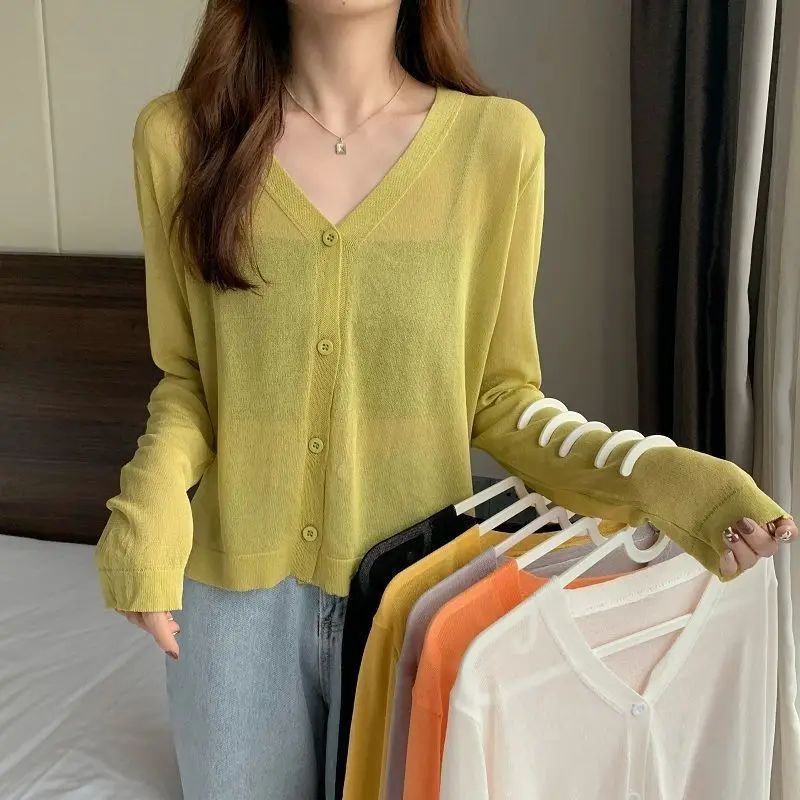 Women Sweater O-neck Knitted Cardigan Solid Color Fashion Casual Single-breasted Sweaters Women Girl Top