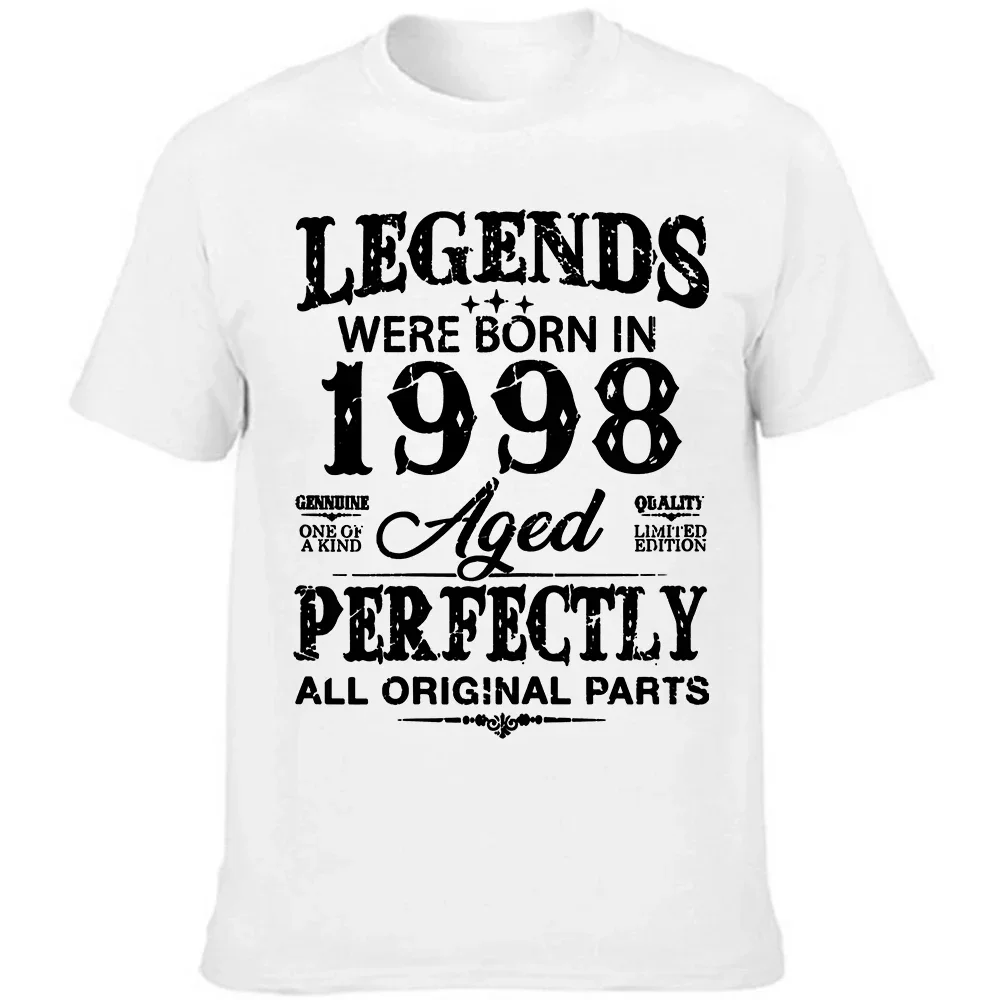 

Vintage Legend Born 1998 Black Cotton T Shirts Men Retro Summer Fashion 26 Years Old Birthday Party Tshirt Male Top