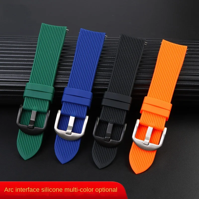 20mm 22mm quick release silicone strap for Casio EFR-303ECB-900EFB-540 strap for IWC/Tissot/Mido micro arc mouth silicone strap