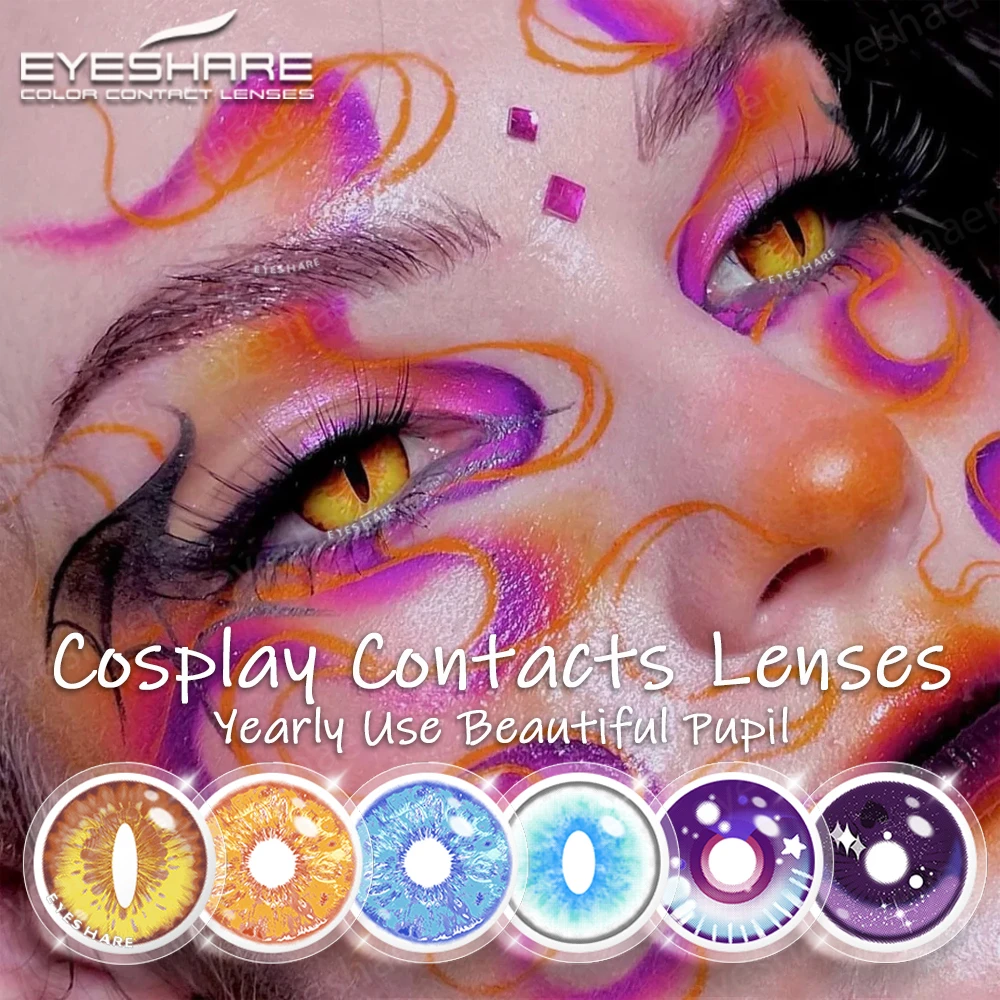 EYESHARE 2pcs Cosplay Color Contacts  Lenses for Eyes Colored Lenses Blue Eyes Lenses Beautiful Pupil Yearly Eyes Contacts Lens