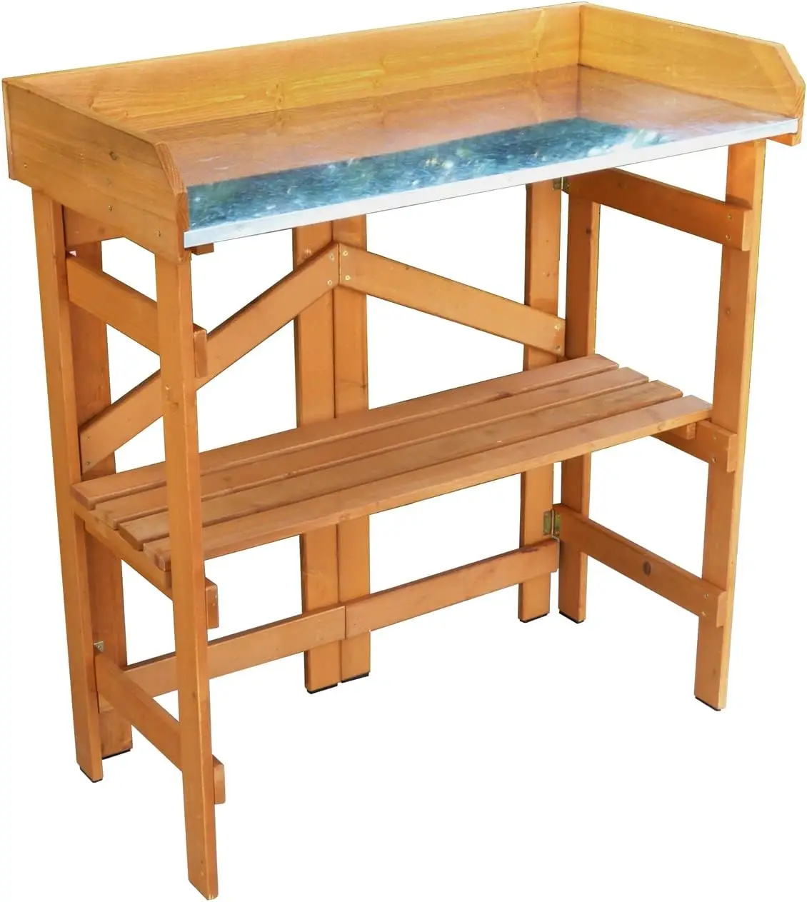 Folding Utility Table & Potting Bench, Natural Stained,15.75