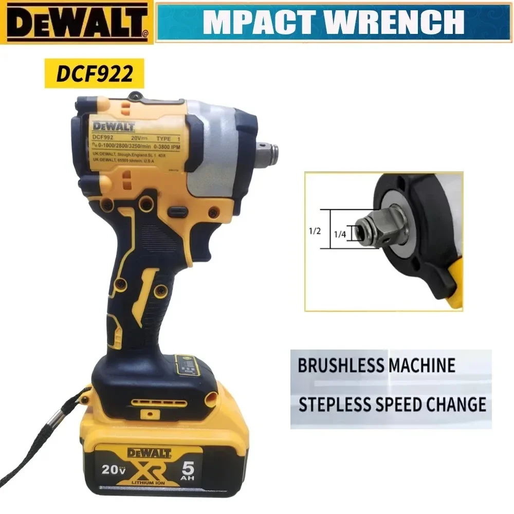 

Беспроводной ударный гайковерт Dewalt DCF922 с высоким крутящим моментом, универсальный аккумуляторный аккумулятор 20 В, электрический инструмент 205N. м (реверс) 1/2" 2500 ПРЕМ