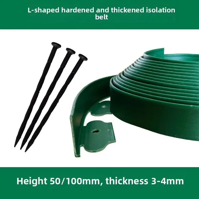 L-shaped 3mm Thick Grass Stone Barrier Edging with Nails, Green/black/grey/brown Flower Bed Border, Height 5-10cm