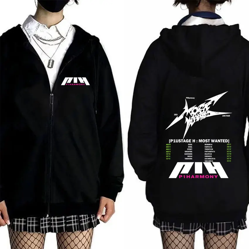 

P1Harmony Live Tour 2025 Zipper Hoodie Men's Women's Clothing Korean Kpop Zip Up Jacket Coat Unisex Hip Hop Oversized Streetwear