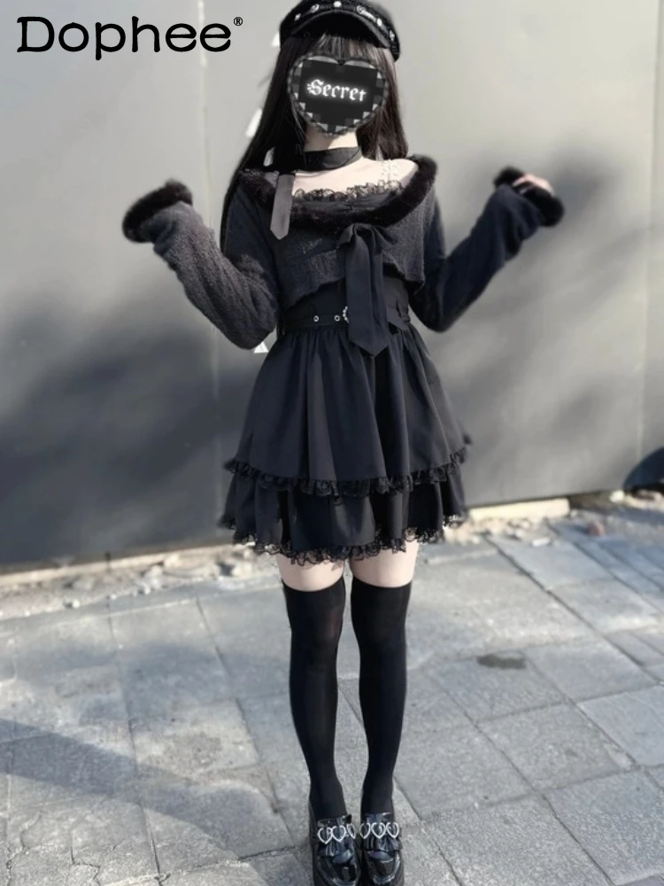 

Japanese Original Lolita Mass-Produced Long-Sleeve Dress Set Sweet Cute Plaid Casual Versatile Girl Dress