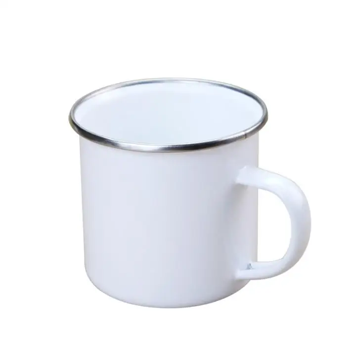 48pcs 12oz Sublimation Enamel Mug Heat Transfer Enameled Tumblers with Handle 350ml Blank White Sublimated Coffee Mugs SN4028