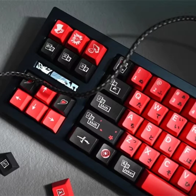 PERSONA-trinity Soul 5 Theme Keycaps Set 140 Key Custom PBT Sublimation Cherry Profile Anime Keycaps for Mechanical Keyboard