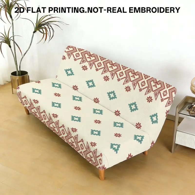 

Чехол на диван-кровать с геометрическим цветочным узором, эластичный телескопический крой, без подлокотников, складной чехол на диван-кровать