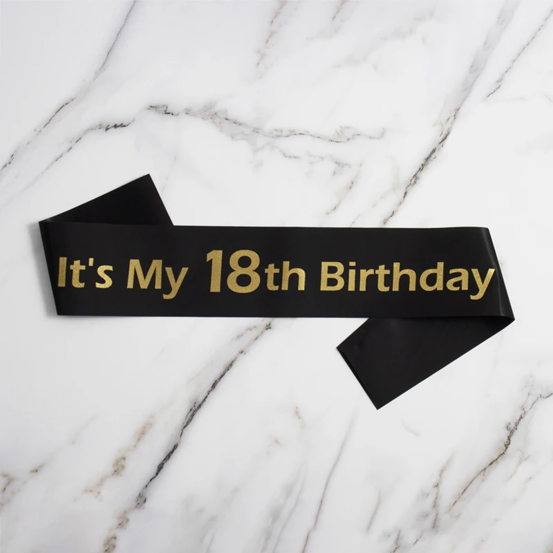 Ribbon alphabet print It's My 18th Birthday Mitzvah birthday party outfit Shoulder strap simple color Dingbu Ribbon Wholesale