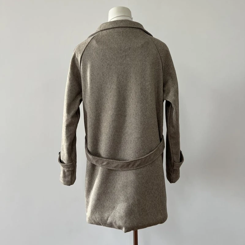 Chaqueta de Tweed gruesa en espiga de manga larga de estilo británico para otoño e invierno para mujer, abrigo informal Vintage con cuello de traje, ropa para mujer