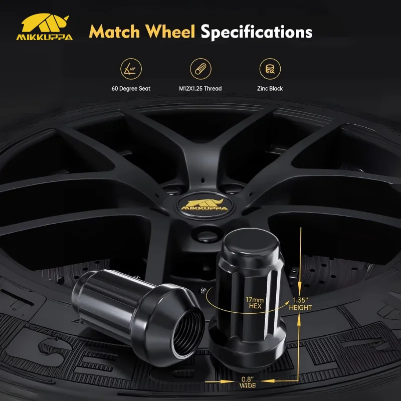 

MIKKUPPA 24Pcs M12x1.25 Wheel Lug Nuts Car Accessories Black Closed End Fits Nissan Armada Titan Pickup Aftermarket Upgrade