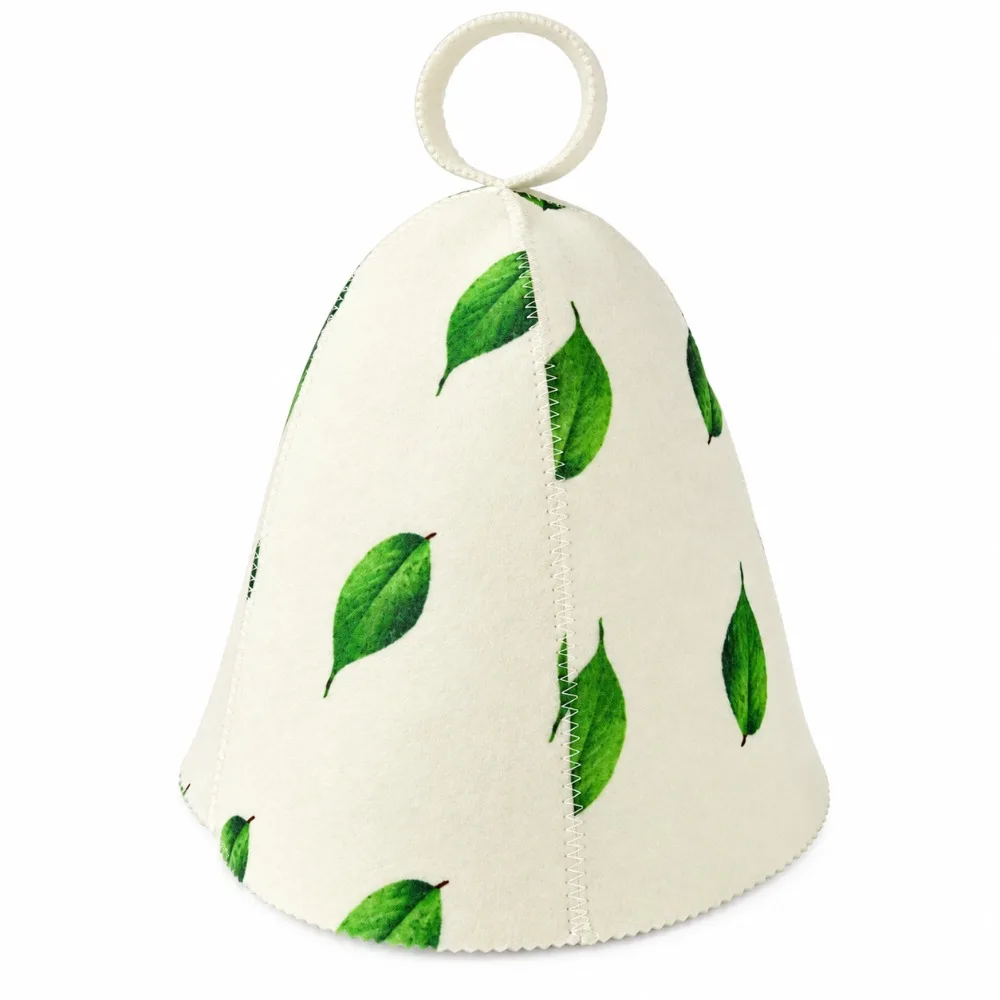 Gifts Leaf Pattern Sauna Hat Snowflake Felt Polka Dot Sauna Cap Thickened Absorbent Hair Protection Hat Bathroom Accessories