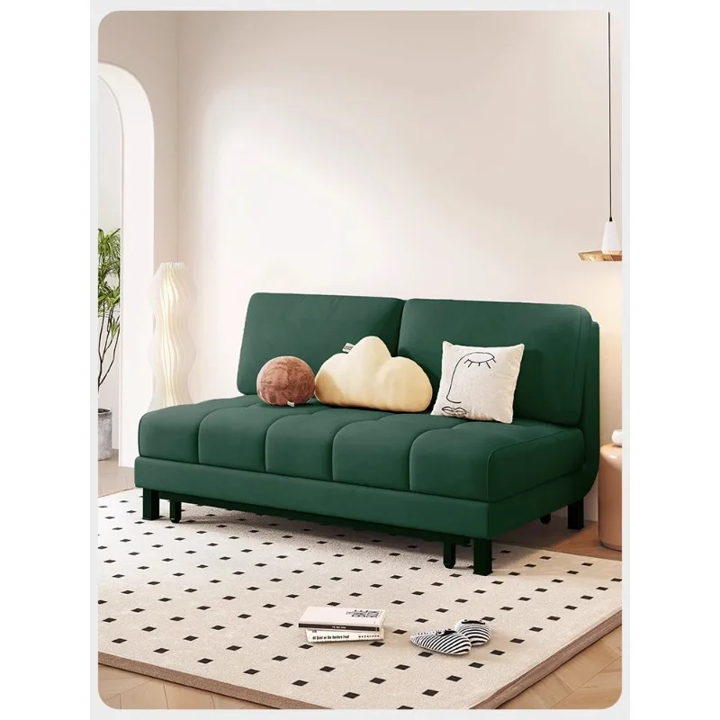 Folding dual-purpose sofa bed dark green one meter two 1.2 retractable 1.5 meter small sofa bed with wheels