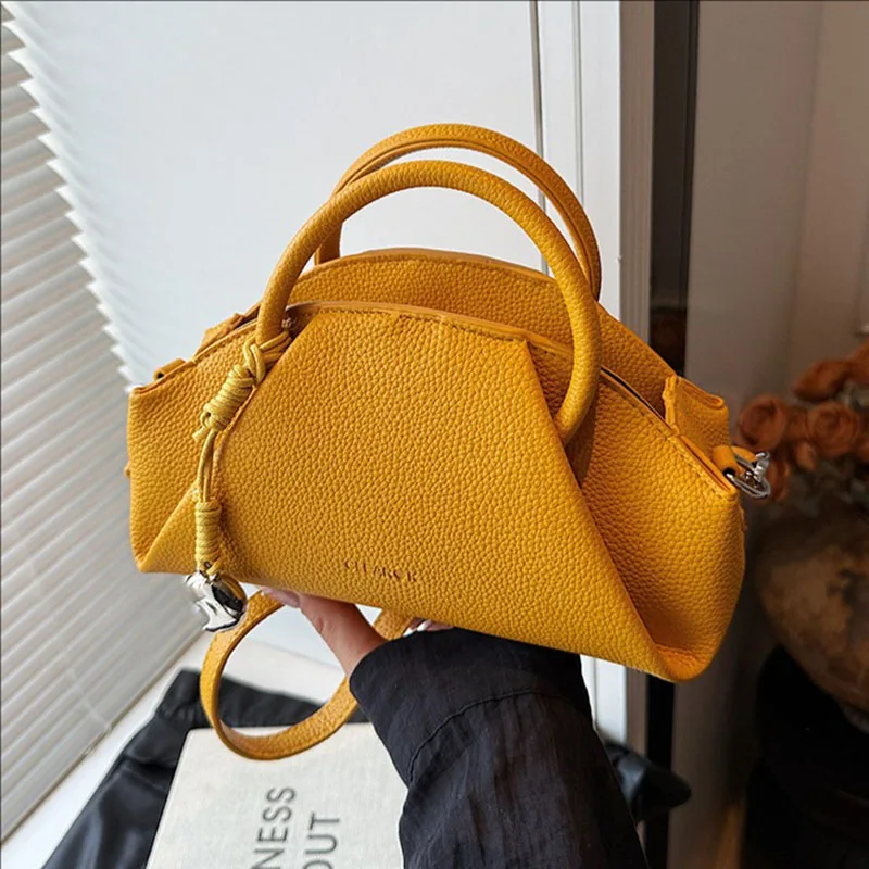

Korean Pleated Casual Handbag For Women Fashion Zipper Small Square Bags Solid Versatile Crossbody Pack Letter Commuter Bag