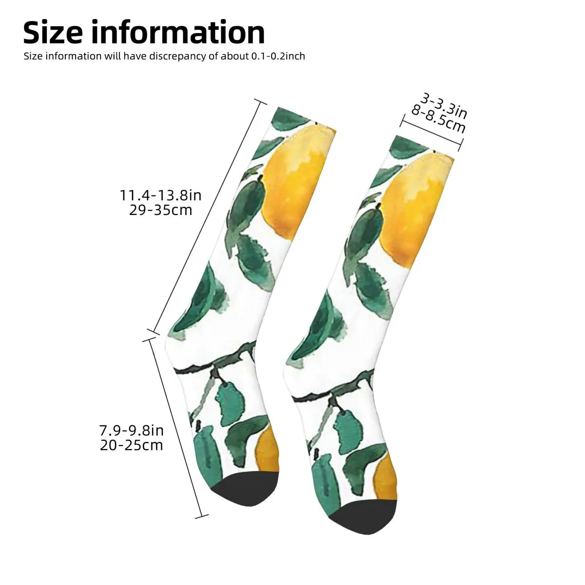 Hand Painted Yellow Lemon Watercol Socks Harajuku Stockings All Season Long Socks Accessories for Unisex Christmas Gifts