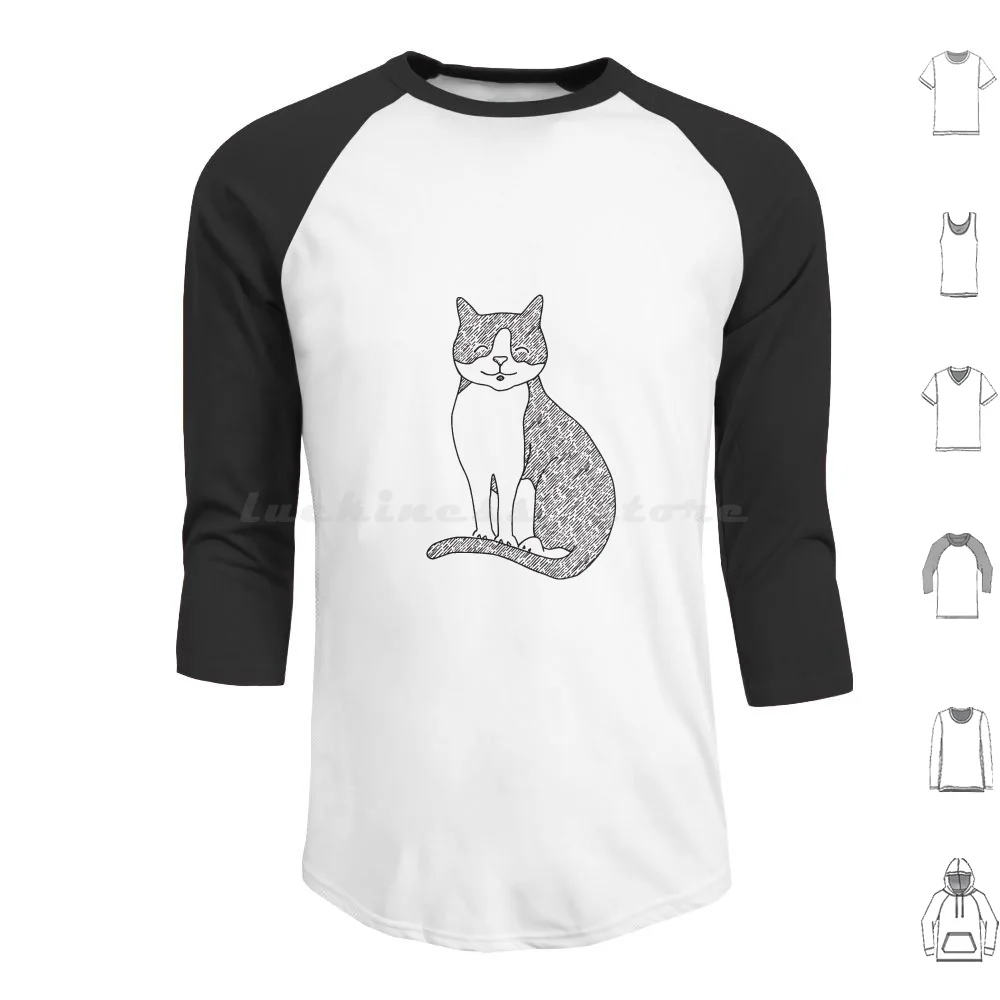 

Толстовки Happy Cat Sketch-Olecranon с длинными рукавами Happy Cat Cat Sketch Fat Cat