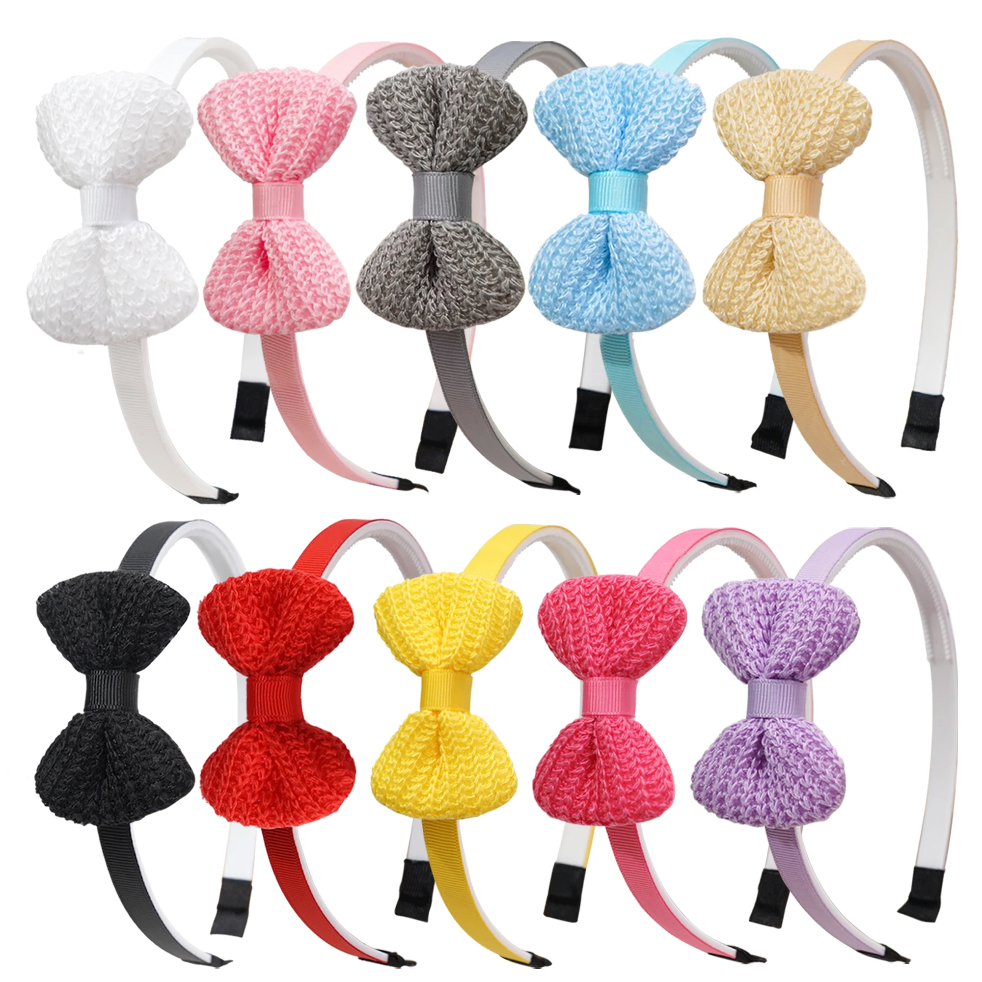 

10 шт., ленты из репсовой ленты, банты для волос, детская повязка на голову для девочек, складка ручной работы, сплошной цвет, милая повязка на голову принцессы, аксессуары для волос