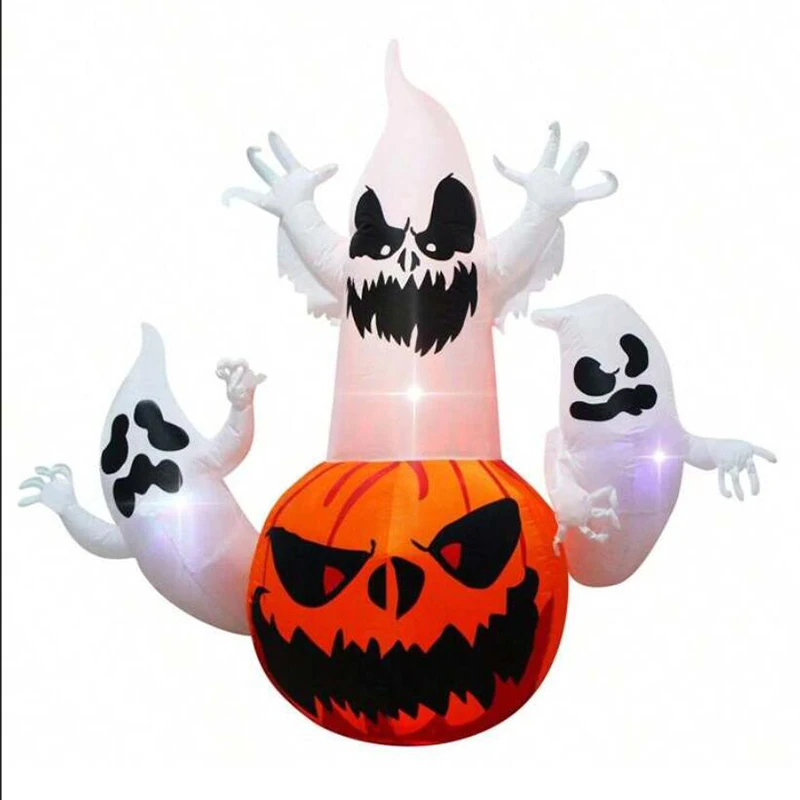 6FT Halloween gonfiabile 3 Ghost con zucca built-In LED Light Yard Decoration Blow Up Halloween Flame Ghost Outdoor Toys