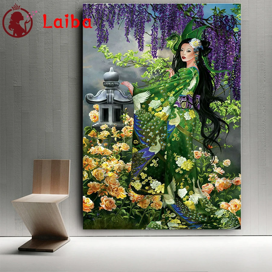 

5D Diy diamond Painting Japanese garden woman full square round drill Needlework embroidery Mosaic decor Cross Stitch landscape