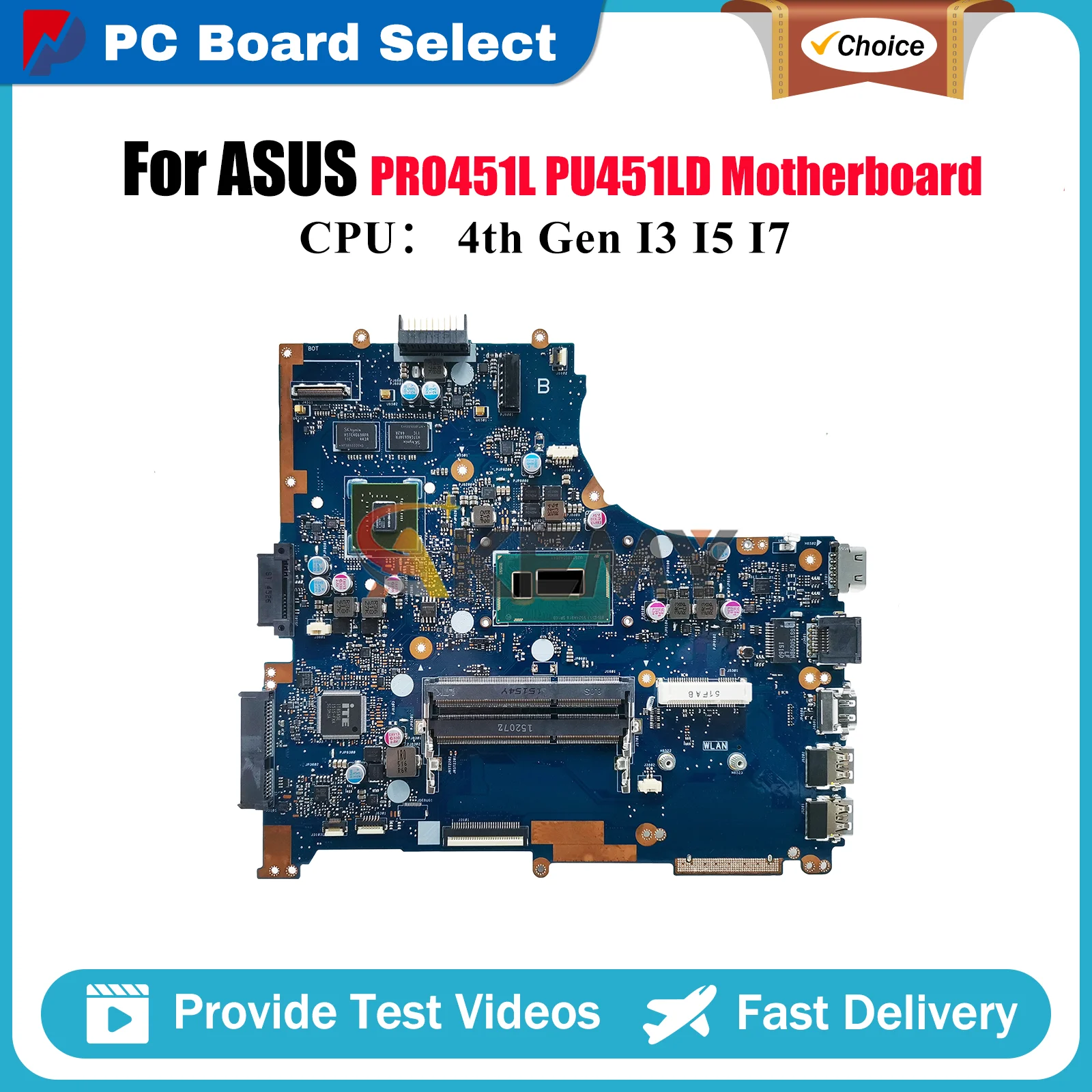 

PU451LD Laptop Motherboard For ASUS VivoBook PU451LD PRO451L PU451L Notebook Mainboard With I3 I5 I7 CPU 100% tests OK fast ship