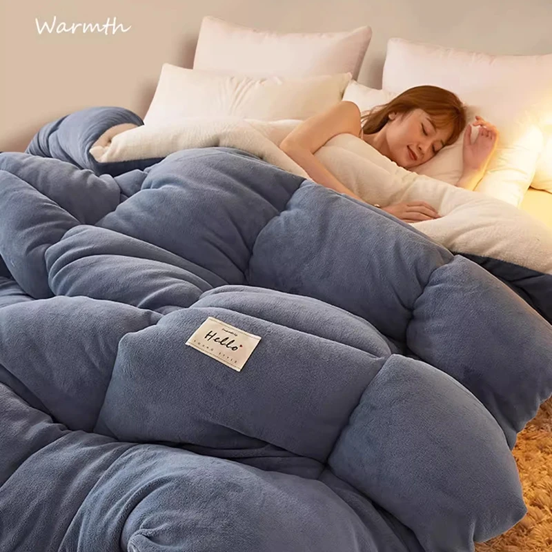 Lamb wool blanket winter thickened quilt super warm 5kg thick comforter winter spring autumn single double milk velvet blanket