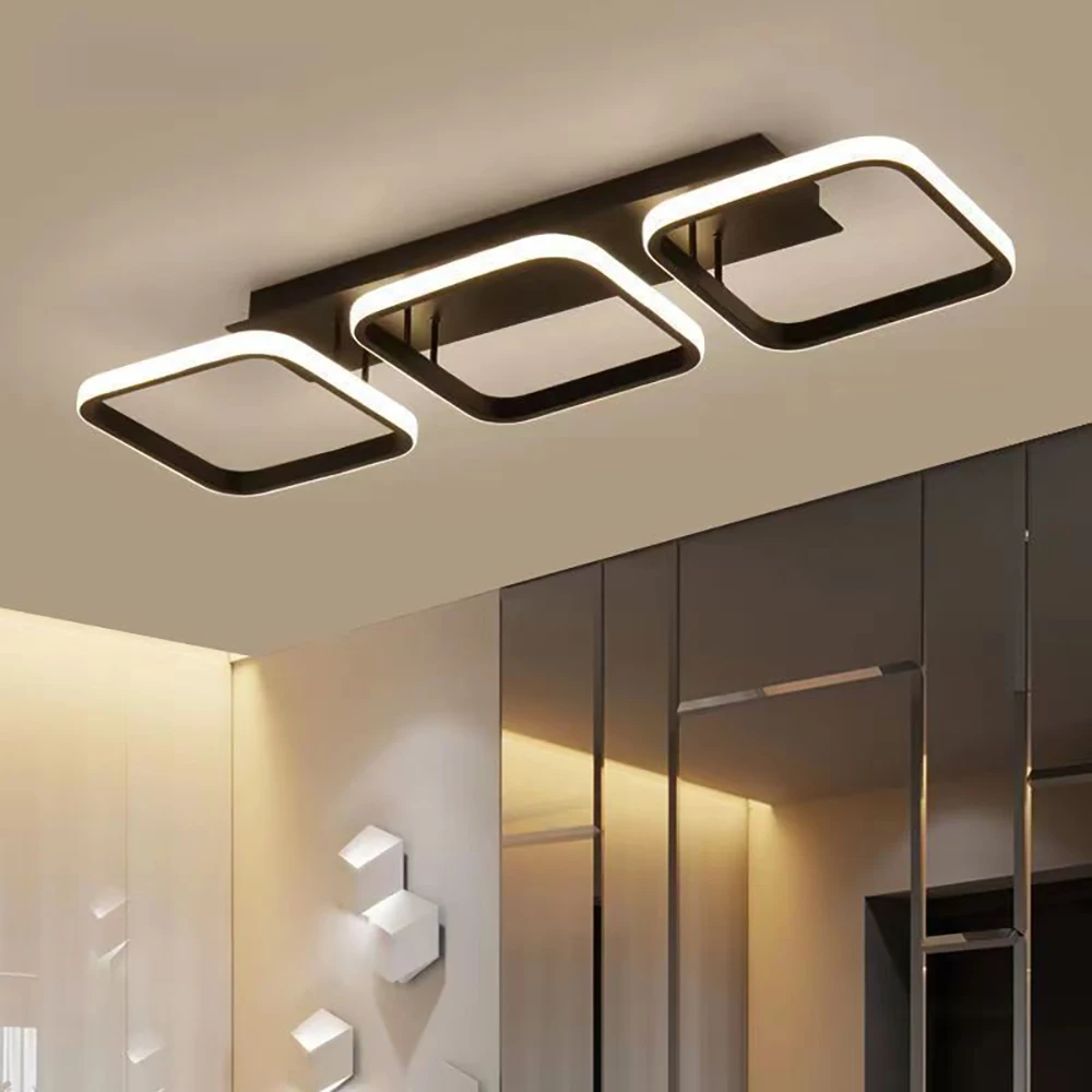 

Modern LED Ceiling Light Black Minimalist Square Shaped Interior Decoration Lamp Living Room Bedroom Corridor Foyer Kitchen