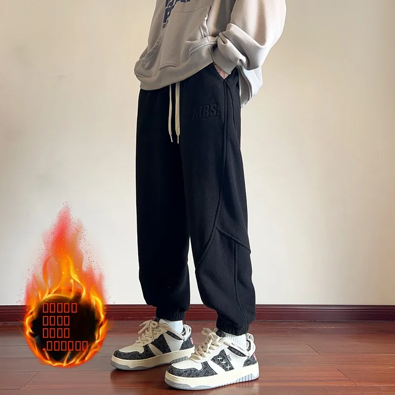 

Утепленные мужские повседневные брюки Thiened Fce для осени и зимы, свободного кроя, молодежные, из полиэфирного волокна, длинные штаны