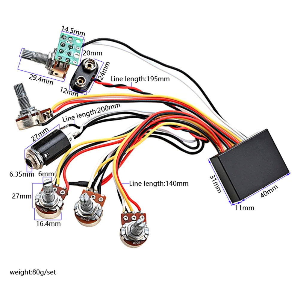 

Bass Active Circuit Durable Music Instrument Part Easy Installation Practical Guitar Bass Tone Control Wiring Harness