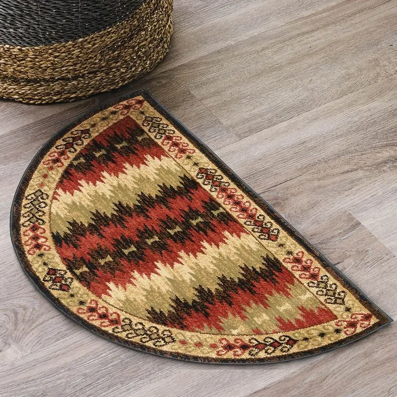 Half Round Doormat Southwestern Aztec Printed Entrance Door Mat Non Slip Welcome Carpet for Hallway Kitchen Home Decor