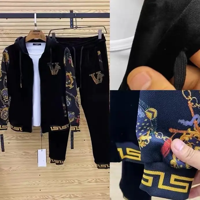 

Men's Splicing 2025 Youth Letter Jacket Men's New Two-piece Men's Clothing Spring and Autumn Golden Velvet Tide