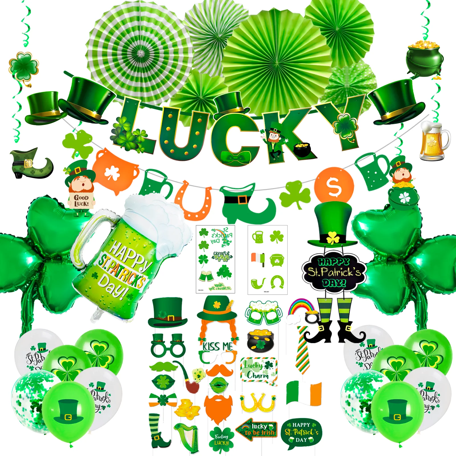 St Patricks Day Decorations, St Patrick's Day Party Decorations Set-St. Patrick's Day Balloon,Shamrock Banner Balloons