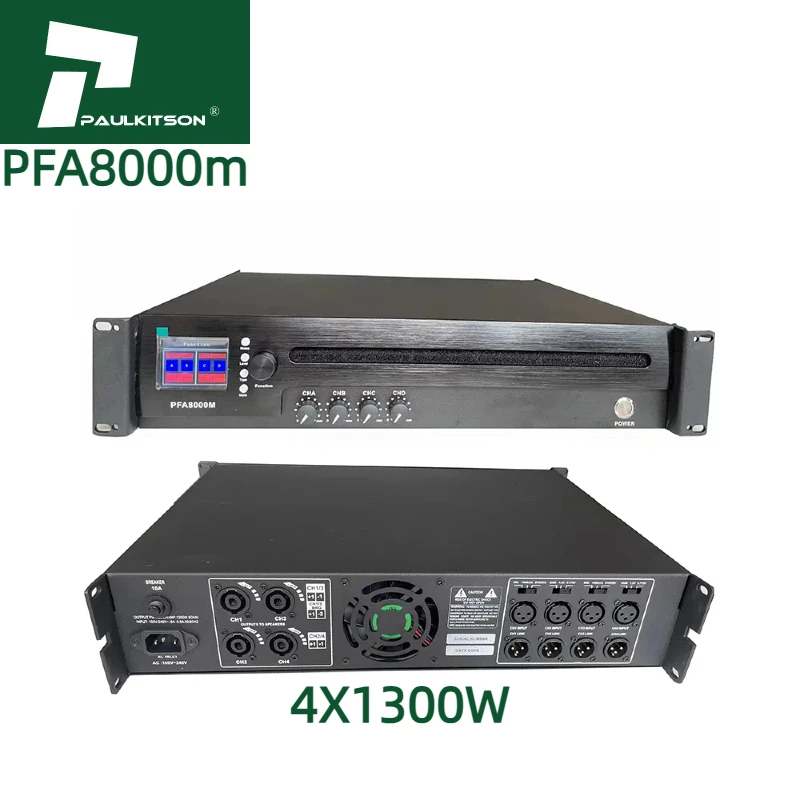 

Paulkitson PFA8000m Professional Audio Power Amplifier 4-Channel Class D 4X1300W 8ohm & 4ohm Impedance Sound Equipment