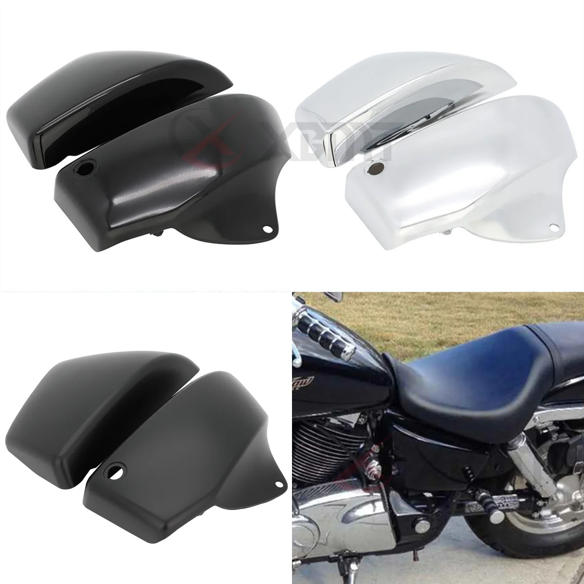 Motorcycle Left & Right Side Fairing Battery Cover For Honda Shadow VT1100 99-08 ACE Aero Sabre VT 1100 1999-2008