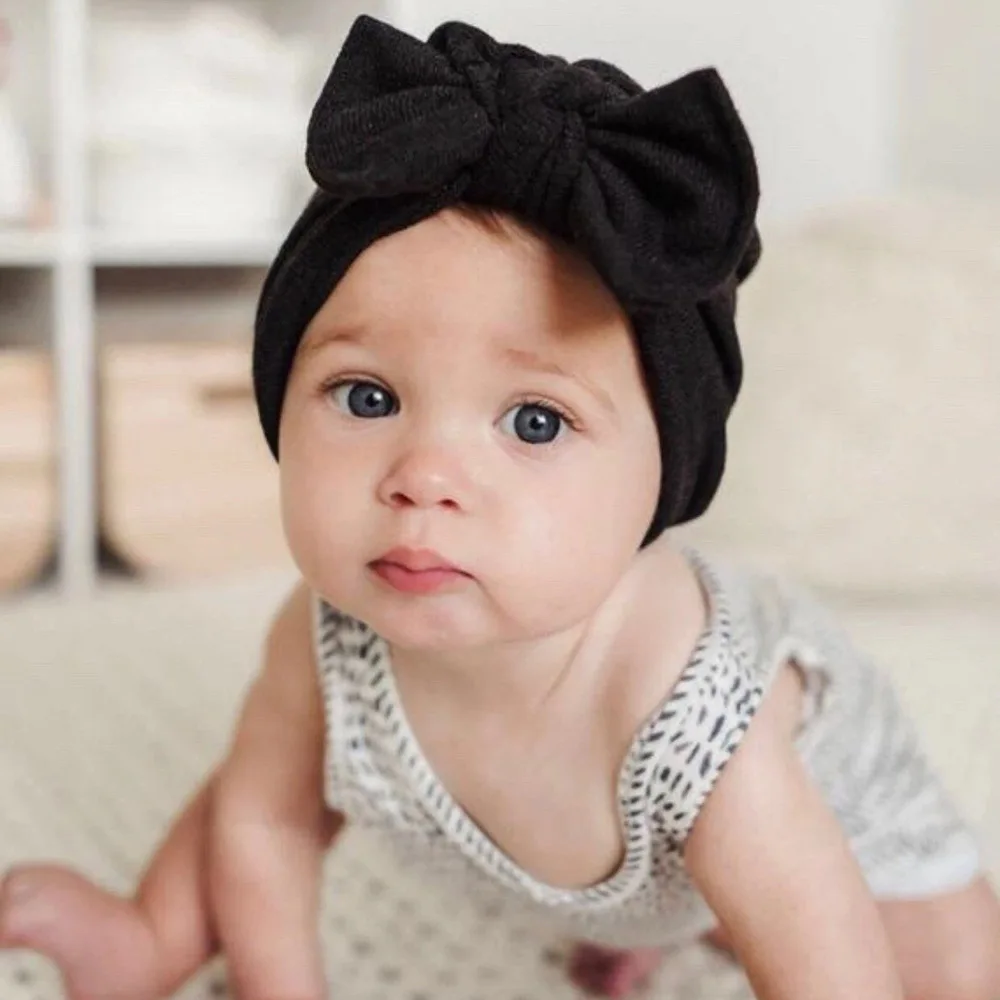 Big Bowknot Baby Hat Turban Spring Newborn Girls Cap Beanies Soft Elastic Infant Toddler Hat