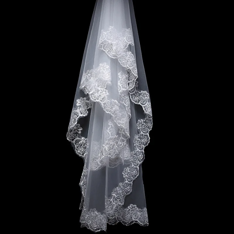 Voile de mariage blanc/ivoire, une couche, 1.5 M de Long, livraison rapide, bord appliqué, accessoires de mariée, bon marché