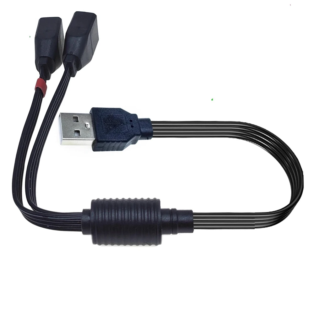 Car Mounted Computer Elbow USB One Drag Two Data Charging Cable 90° Angle USB One Split Two Female Extension Cable