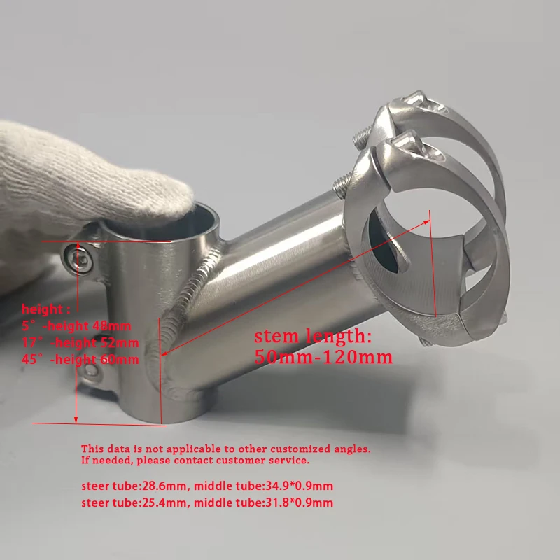 TIRIS-BL11 Vorbau für Fahrradzubehör, Fahrradteile, Custom Angle 5 °,Länge 50-120 mm, Calmp31.8, Lenkrohr 28,6 – Detail 1