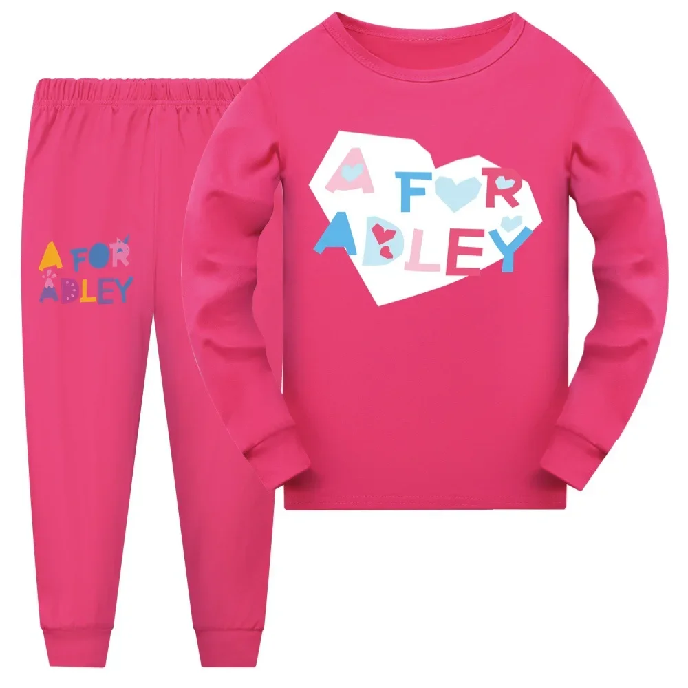 Anime A FOR ADLEY Costume Kids Cartoon Pajamas Baby Girls Long Sleeve T-Shirt Tops Pants 2pcs Set Teenager Boys Casaul Sleepwear