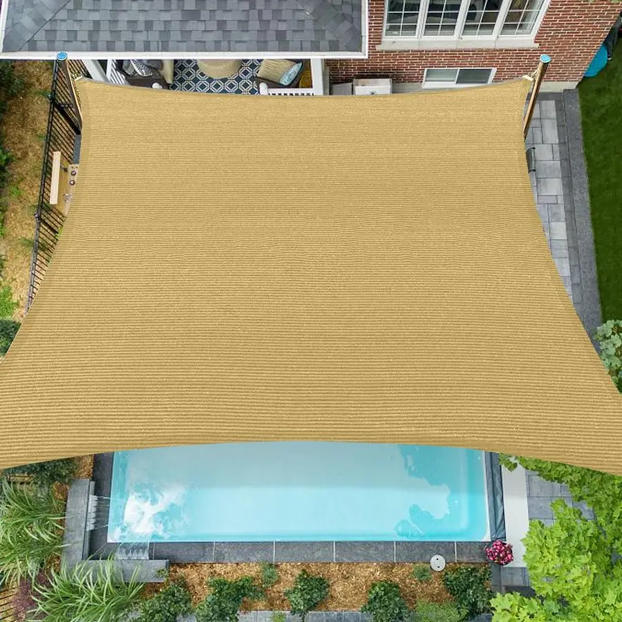 

Sun Shade Sail Rectangle Outdoor UV Block Square Canopy Sunshade Cover for Backyard Porch Pergola Deck Garden Patio, Sand