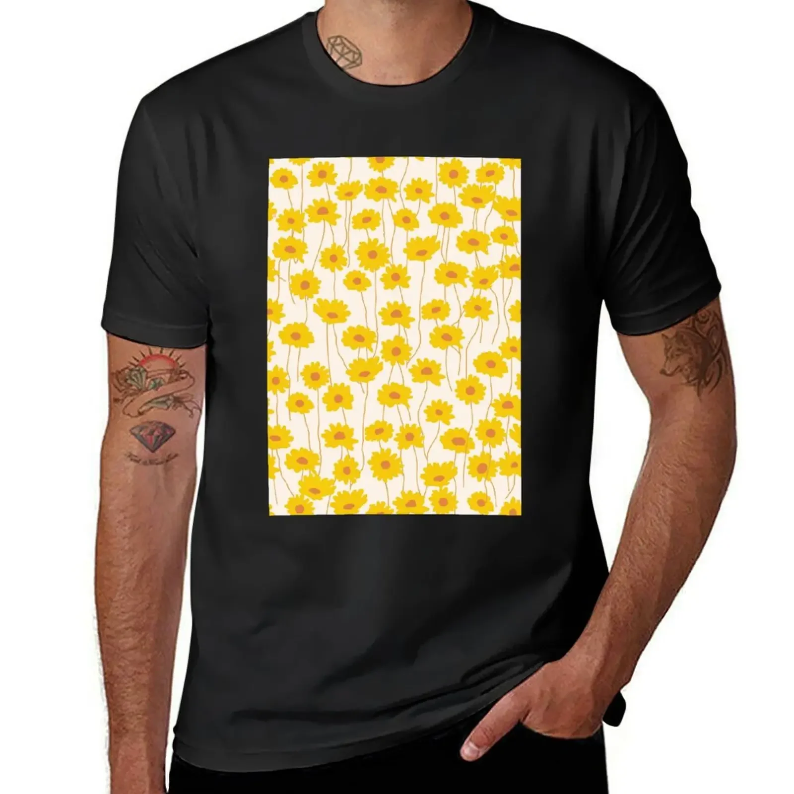

Yellow flowers T-Shirt graphic tee shirt cute tops designer shirts mens fashion