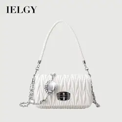 IELGY fashion versatile soft leather rhinestone chain messenger bag for women