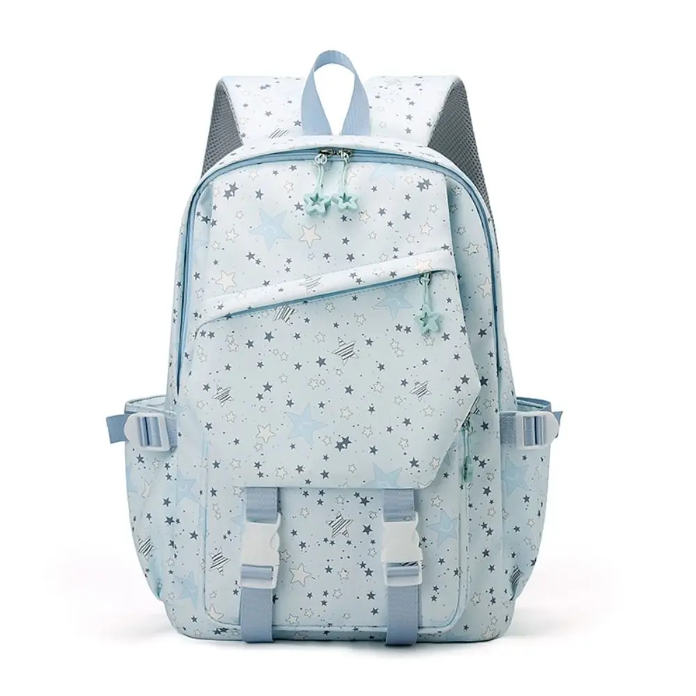 Cute Star Print School Backpack Large Capacity Adjustable Girls Schoolbag Multi-pockets Breathable Laptop Shoulders Bag Students