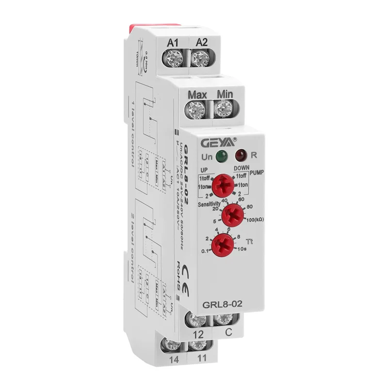 

GRL8-02 2Level Control Mode 1 SPDT Liquid Timer Control Relay Electronic Liquid Level Control 10A AC/DC24V-240V