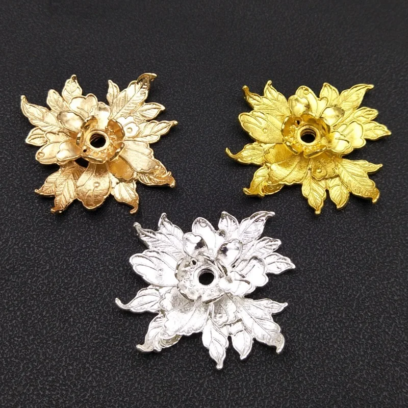ヘアクラスプ作成アクセサリー-10-個大ゴールドメッキ金属ヴィンテージ蓮の花ジュエリー装飾装飾飾り
