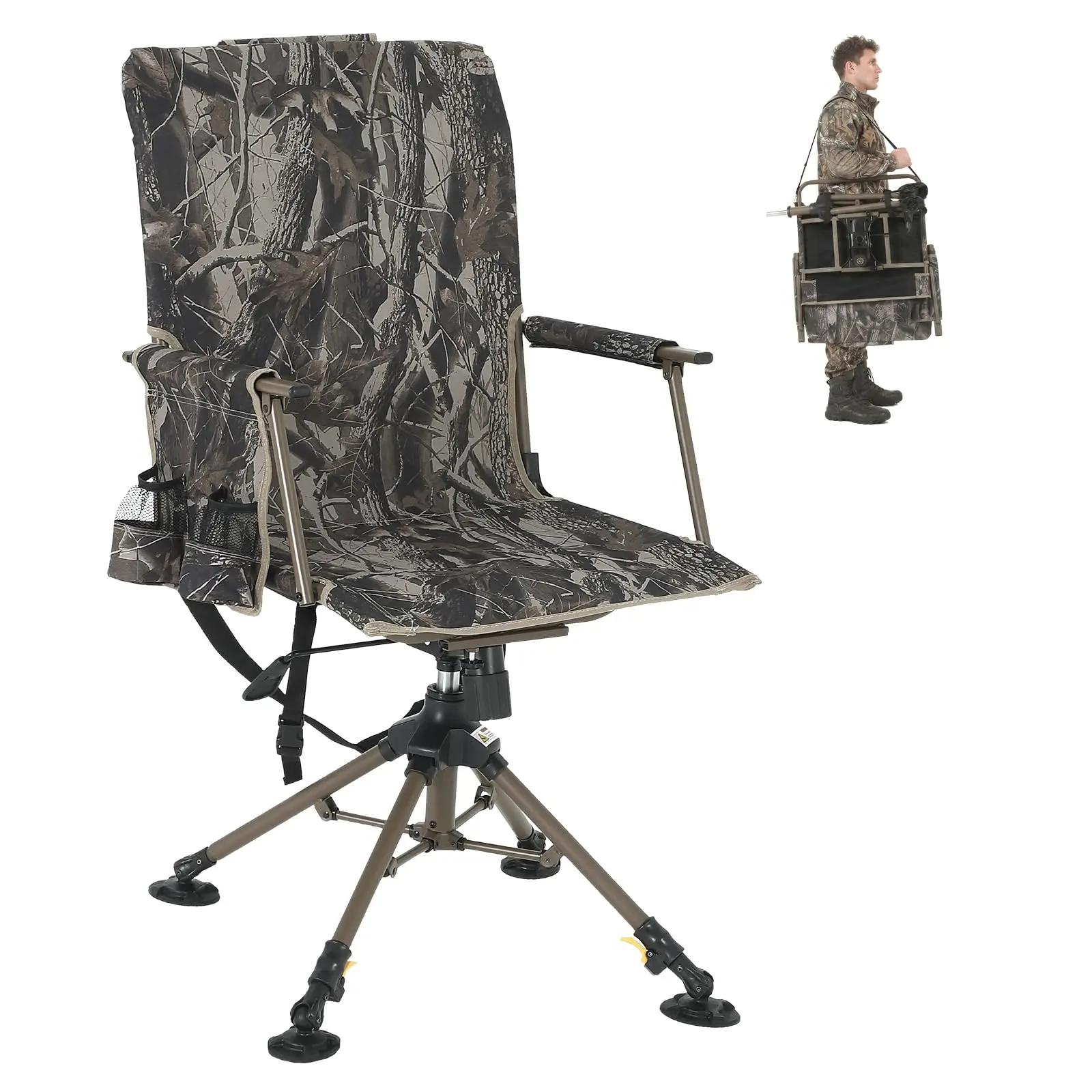 Camouflage Portable Hunting Chair with Stainless Steel Frame and Fabric - Folding Camouflage Chair, Lightweight, Durable, Easy to Carry, Comfortable Seating ﻿