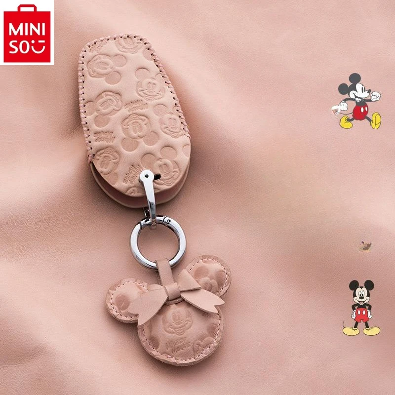 MINISO Disney Luxury Brand Mickey Cartoon Anime Pendant Bag for Women High Quality PU Car Key Protection Case Versatile